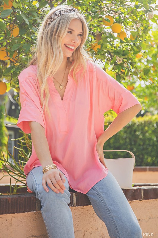 Smooth Oversize Blouse, Pink