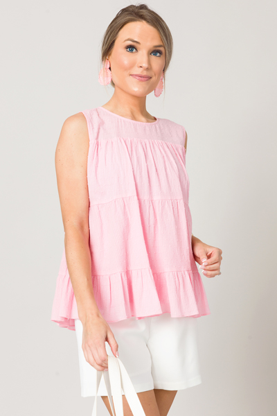 Swiss Pinstripe Tier Top, Pink