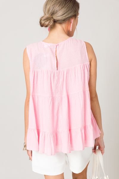 Swiss Pinstripe Tier Top, Pink
