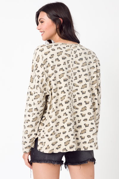 Leopard Seam LS Tee, Tan