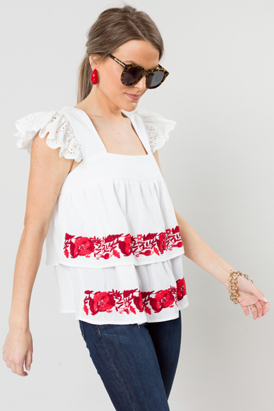 Rosie Ruffle Layer Tank, White