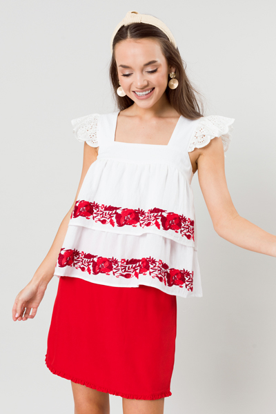 Rosie Ruffle Layer Tank, White