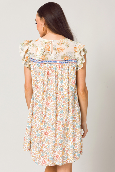 Floral Patchwork Dress, Ivory