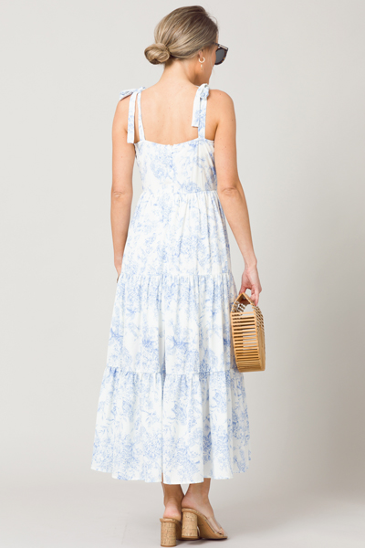 Bow Strap Chinoserie Maxi, Blue