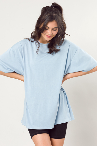 Oversize Solid Tee, Blue