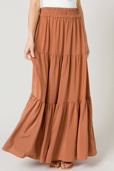 Tiered Maxi Skirt, Terra Cotta