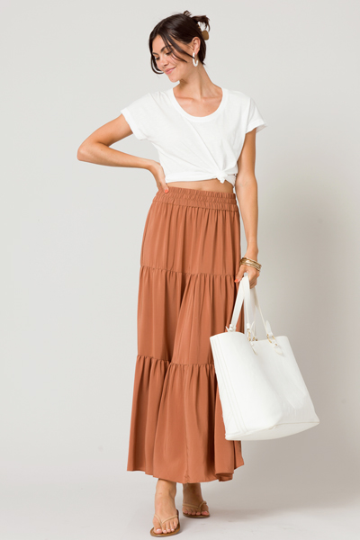 Tiered Maxi Skirt, Terra Cotta