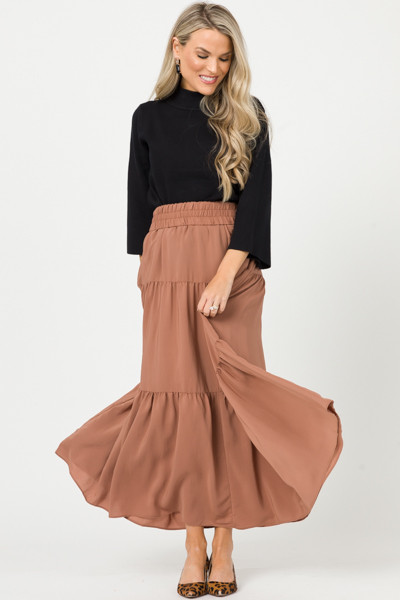 Tiered Maxi Skirt, Terra Cotta