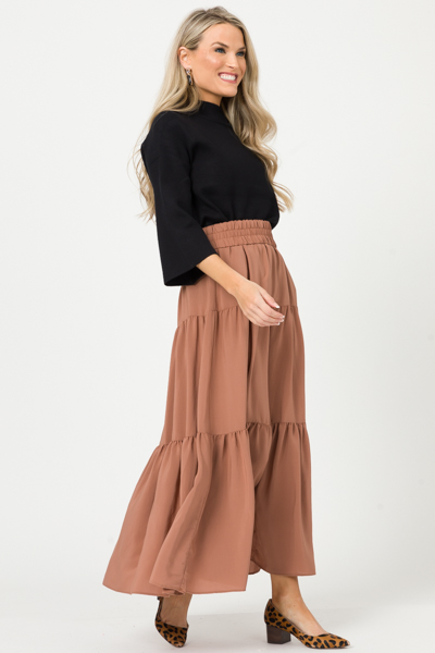 Tiered Maxi Skirt, Terra Cotta