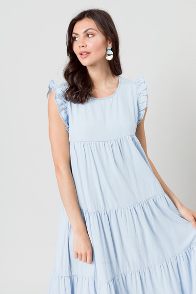 Chambray Tiered Maxi Dress