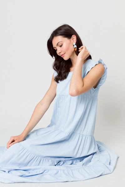 Chambray Tiered Maxi Dress