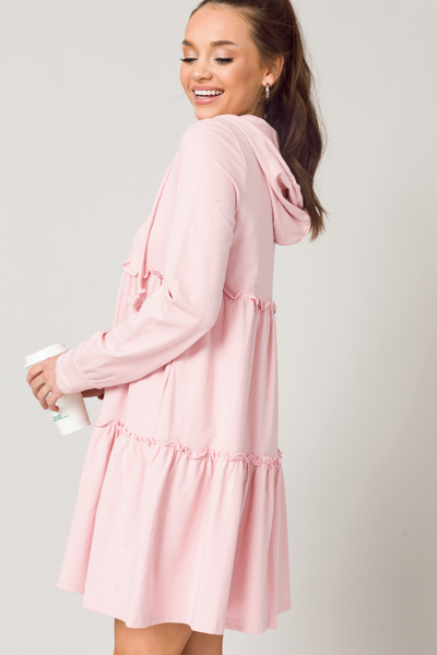 Frill Zip Hoodie Frock, Blush