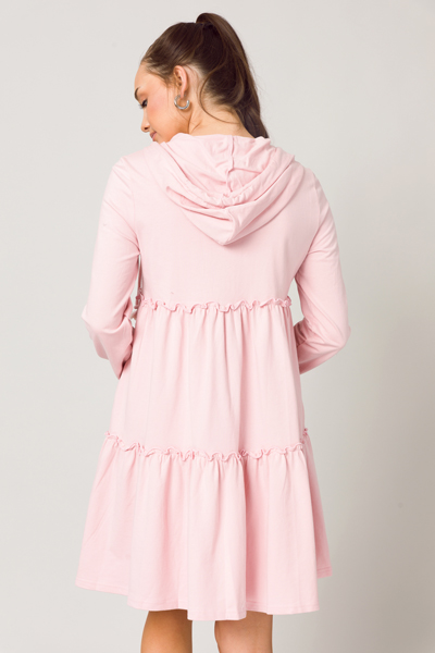 Frill Zip Hoodie Frock, Blush