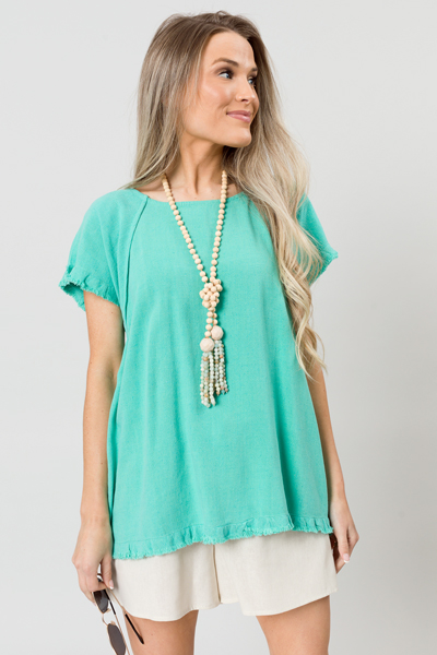 Beaded Tassel Necklace, Turquoise