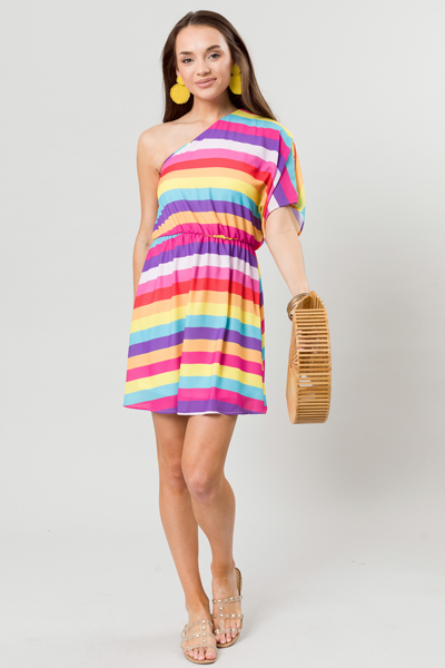 Rainbow One Shoulder Dress