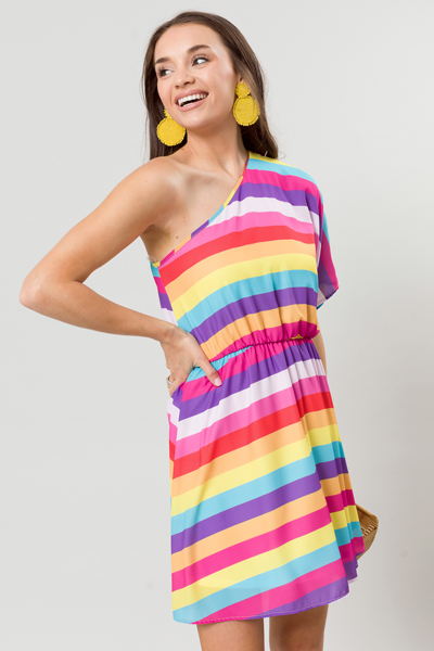 Rainbow One Shoulder Dress