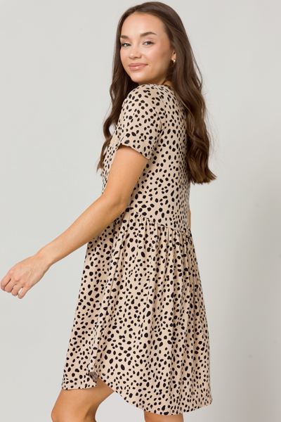 Spotted Creamy Dress, Taupe