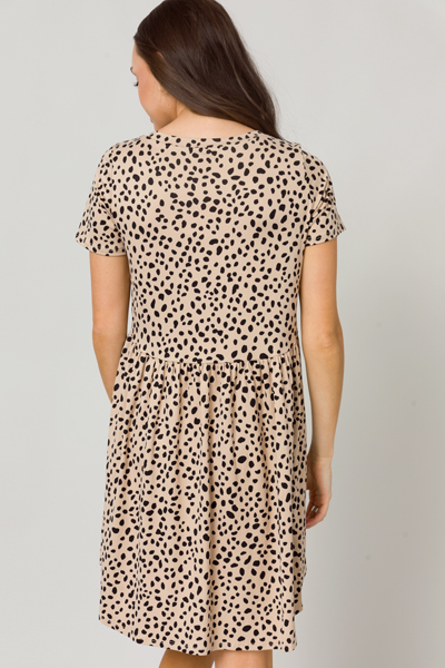 Spotted Creamy Dress, Taupe