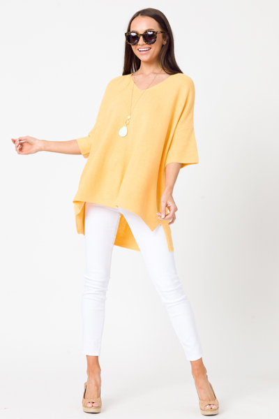 Solid Oversize Sweater, Yellow