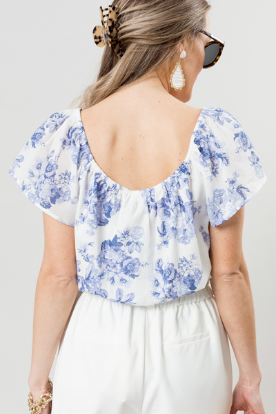 Renee Floral Band Top, Blue