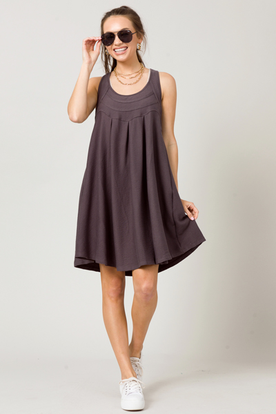 Stretchy Scoop Dress, Charcoal
