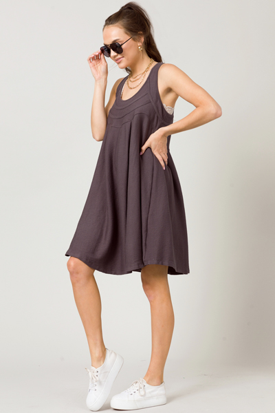 Stretchy Scoop Dress, Charcoal