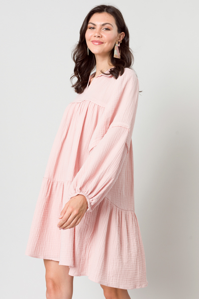 Oversize Gauze Dress, Pink