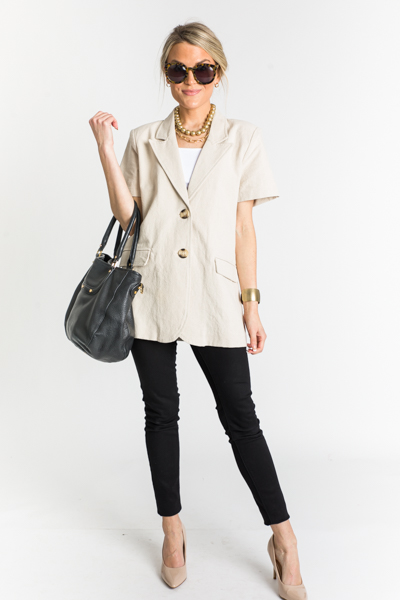 SS Linen Blazer, Oatmeal