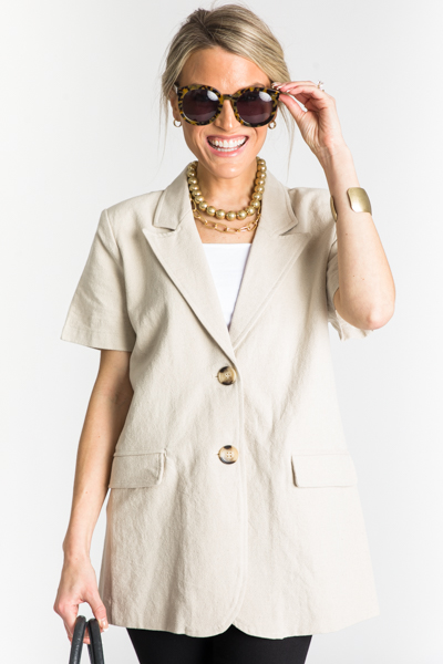 SS Linen Blazer, Oatmeal