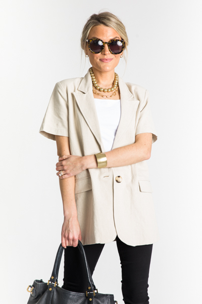 SS Linen Blazer, Oatmeal