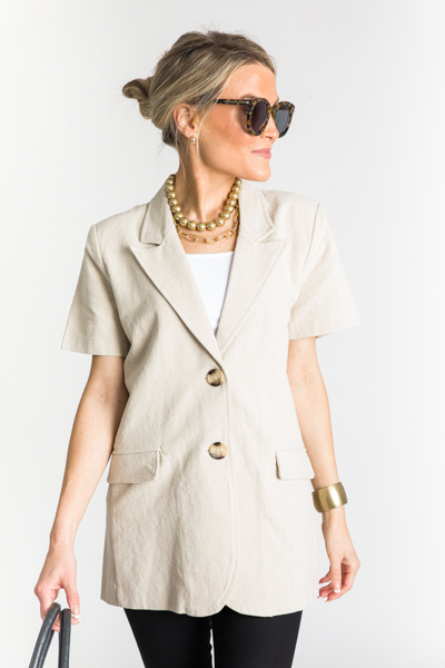 SS Linen Blazer, Oatmeal