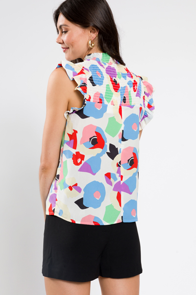 Abstract Flowers Smock Top