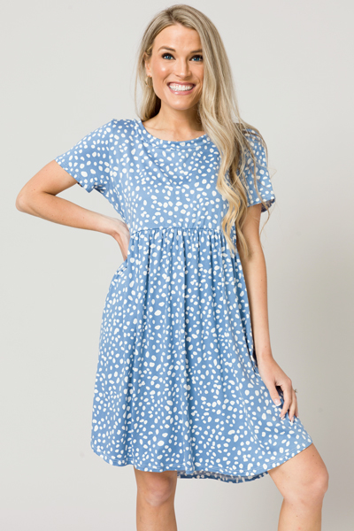 Spotted Creamy Dress, Blue