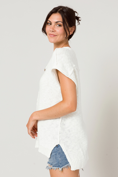 Half Button Sweater, Off White