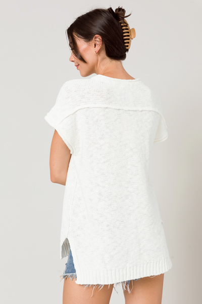 Half Button Sweater, Off White