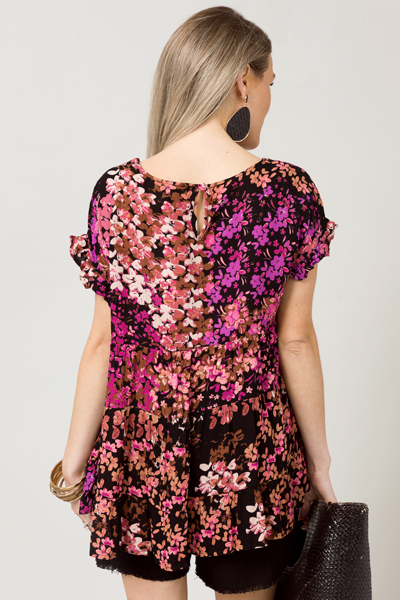 Peony Tier Top, Black