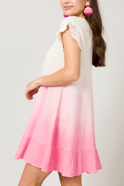 Dip Dye Gauze Dress, Pink