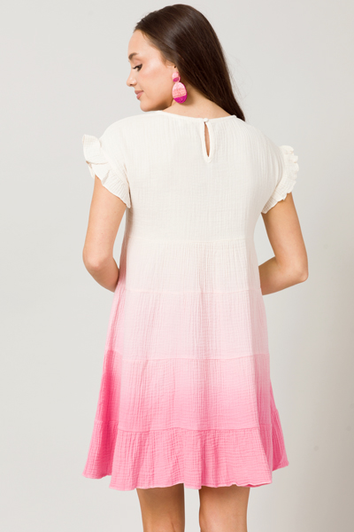 Dip Dye Gauze Dress, Pink