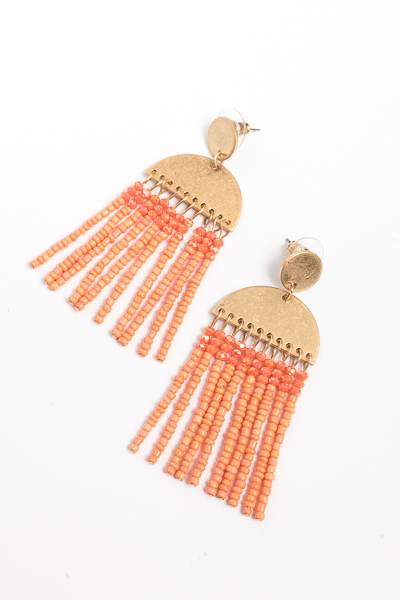 Sunset Tassel Earrings, Coral