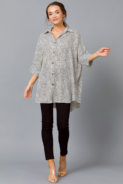 Oversize Spot Button Up, Ivory