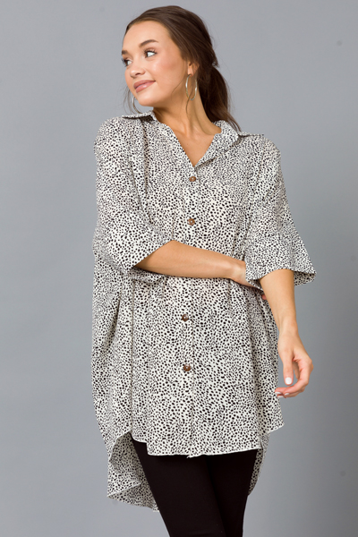 Oversize Spot Button Up, Ivory