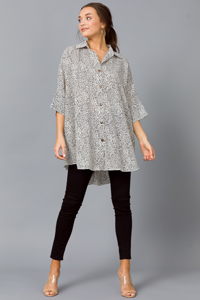 Oversize Spot Button Up, Ivory