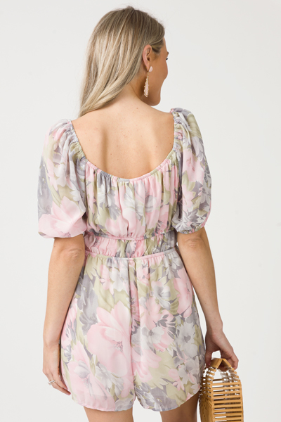 Anna Floral Romper, Pink