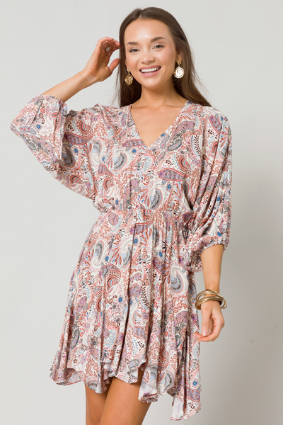 Bohemian Paisley Dress, Mauve