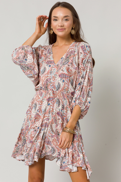 Bohemian Paisley Dress, Mauve