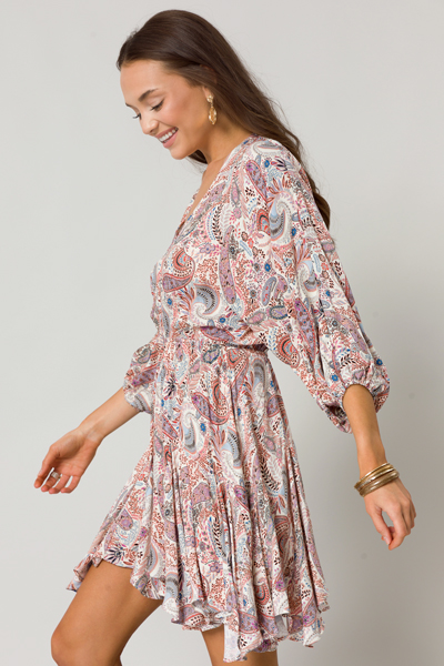 Bohemian Paisley Dress, Mauve