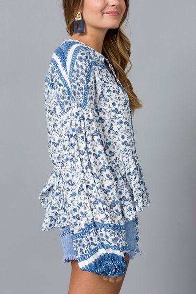 Paisley Floral Ruffle Hem Top