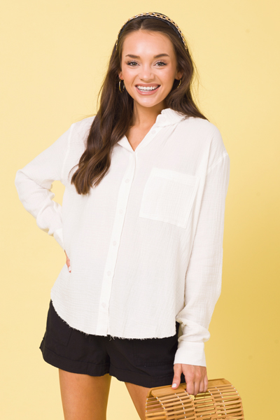Mailee Puff Button Up, Ivory