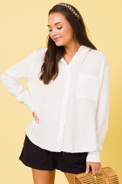 Mailee Puff Button Up, Ivory
