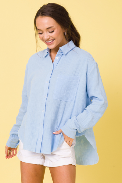 Mailee Puff Button Up, Blue